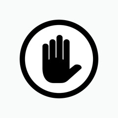 Hand Stop Icon. Prohibited Symbol for Entry  - Vector.   