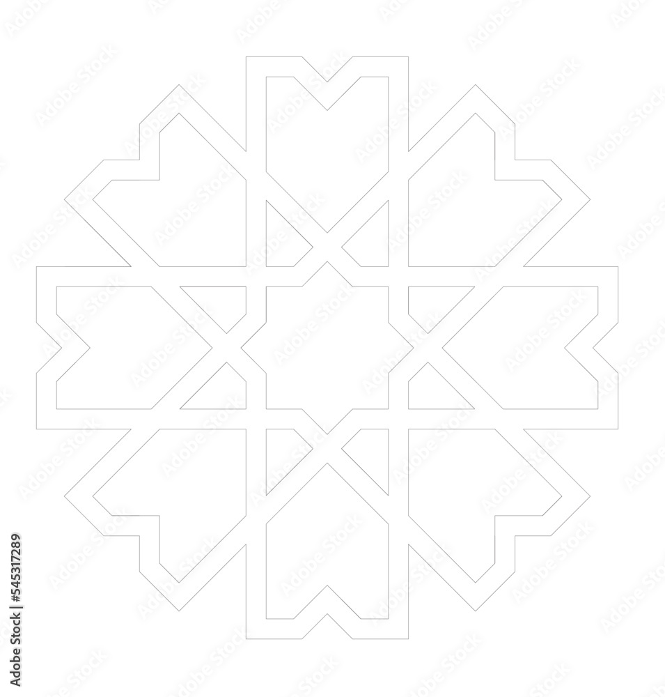 Poster 2d cad drawing of islamic geometric pattern. islamic patterns use elements of geometry that are repe
