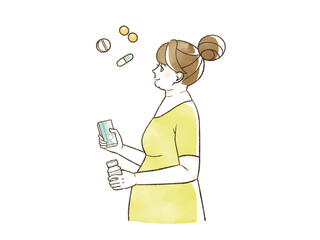 薬やサプリメントについて考えている肥満女性