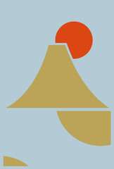 富士山に日の出の年賀状向け背景画像