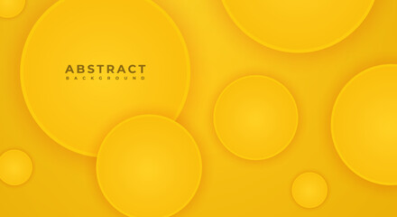 Abstract 3D Background Circle Yellow Papercut Layer with Copy Space for Text or Message