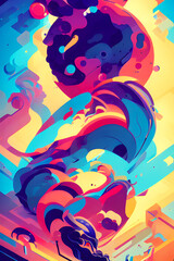 Colorful Swirling Space Clouds Abstract Pattern 