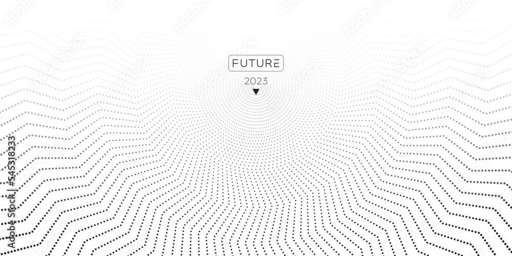 Poster future wavy black dots pattern isolated on white background. minimal topography line texture backgro