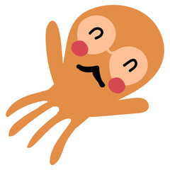 Octopus hand drawn childish illustration