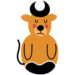 Obraz premium Cow hand drawn childish illustration