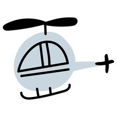Cute Helicopter hand drawn childish illustration