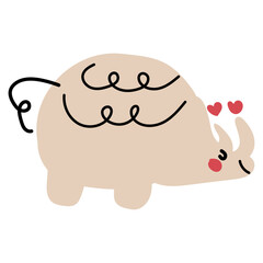Cute Rhinoceros hand drawn childish illustration