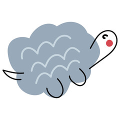 Cute Turtle hand drawn childish illustration