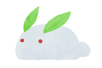 かわいい手描きの雪うさぎのイラスト素材