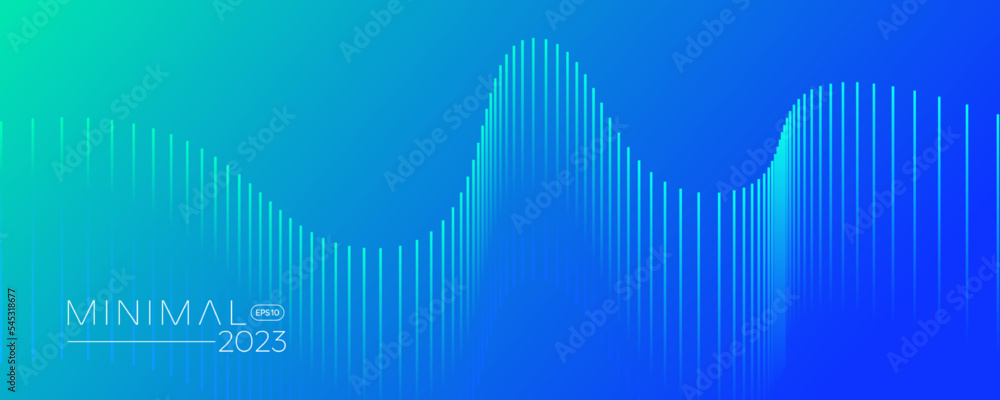 Aufkleber abstract gradient blue background with wavy lines. minimal design template. vector, 2022-2023