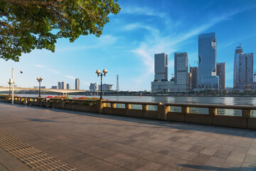 Fototapeta na wymiar Urban skyline and street landscape on both sides of the Pearl River in Guangzhou, China