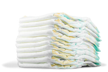 Stack classic of diapers. child's underpants - obrazy, fototapety, plakaty