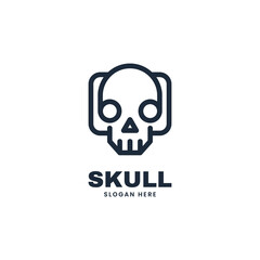 Vector Logo Illustration Skull Line Art Style