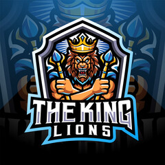 The king lions esport mascot logo design