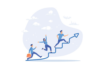Growth strategy, career path development or growing business, employee training or improvement, job promotion concept, flat vector modern illustration