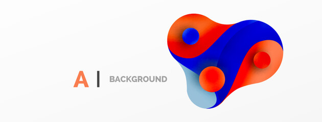 Flowing geometric shapes minimalist abstract background. Round shapes and circles. Wallpaper for concept of AI technology, blockchain, communication, 5G, science, business