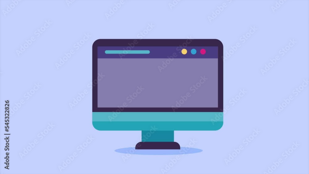 Poster desktop computer tech device animation