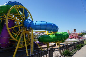 Slidewheel water at a water park.   