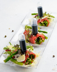 buffet appetizer with beef and parmesan