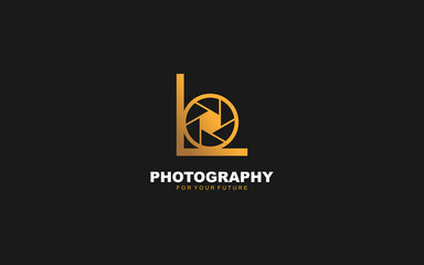 L logo photography for branding company. camera template vector illustration for your brand.
