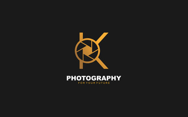 K logo photography for branding company. camera template vector illustration for your brand.