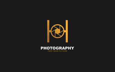 H logo photography for branding company. camera template vector illustration for your brand.
