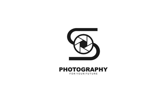 S logo photography for branding company. camera template vector illustration for your brand.