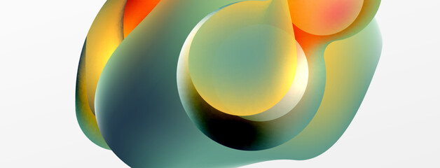 Fluid abstract background. Liquid color gradients composition. Round shapes and circle flowing design for wallpaper, banner, background or landing