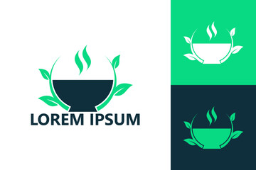Bowl plant logo template design vector