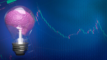 The lightbulb brain on business background  3d rendering