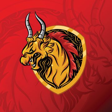 gold dragon mascot logo design