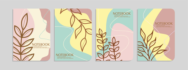 Fototapeta na wymiar Layout for notebook cover, poster, banner, placard, brochure, annual report, card, flyer.abstract botanical design template.A4 size contains 4 designs