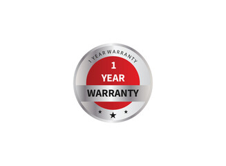 Warranty 1 years isolated vector label on white background. Guarantee service icon template.