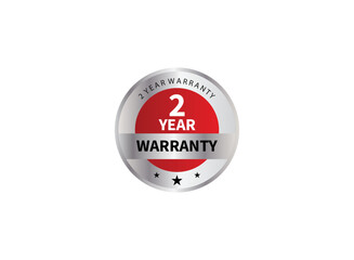 Warranty 2 years isolated vector label on white background. Guarantee service icon template.