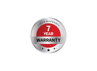 Warranty 7 years isolated vector label on white background. Guarantee service icon template.
