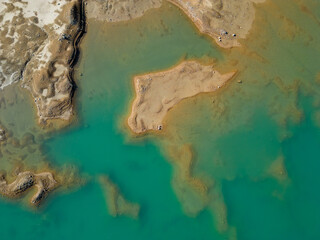 Fototapeta na wymiar water problems in dams, ponds, deterioration of its texture, climate changes and ecosystem