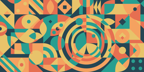 Fototapeta premium geometric mosaic pattern abstract design colorful green blue yellow red and orange can be used for cover EPS10