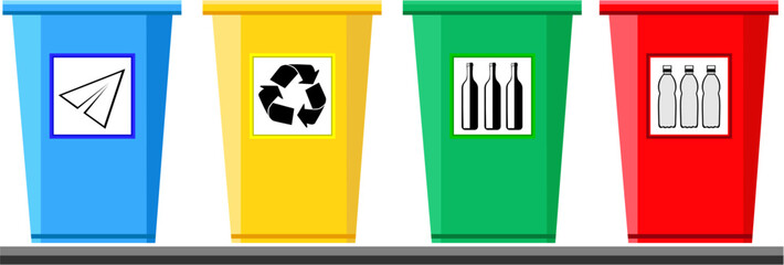 Garbage containers isolated on white background