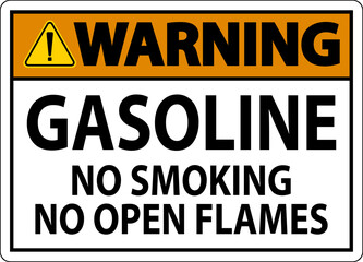 Warning Sign Gasoline ,No Smoking, No Open Flames