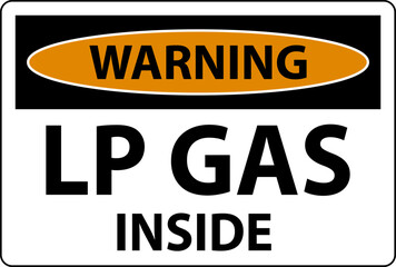 Warning Sign LP Gas Inside On White Background