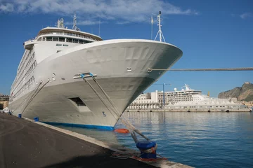 Foto auf Leinwand Luxury Silversea Silver cruiseship cruise ship liner yacht Shadow Whisper in port of Palermo, Italy © Tamme