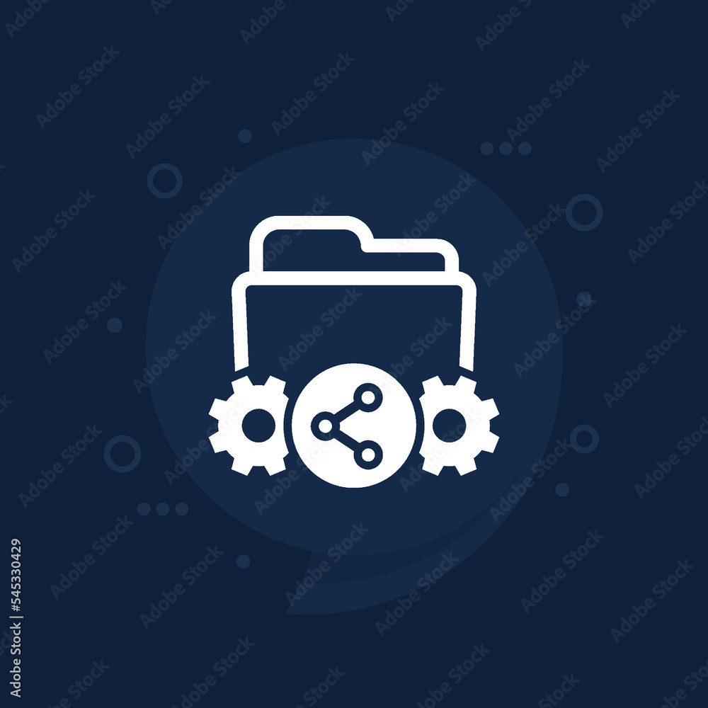 Poster shared project, folder vector icon