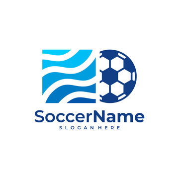 Wave Soccer logo template, Football Wave logo design vector