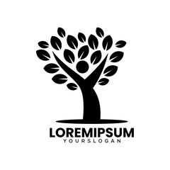 Obraz premium people tree logo design template