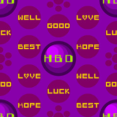The seamless drawings circle to Wish you a very happy birthday on purple color for the background