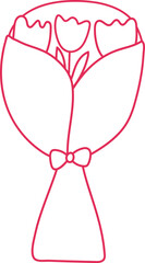 Wedding Flower Bouquet Valentine Element Line Illustration