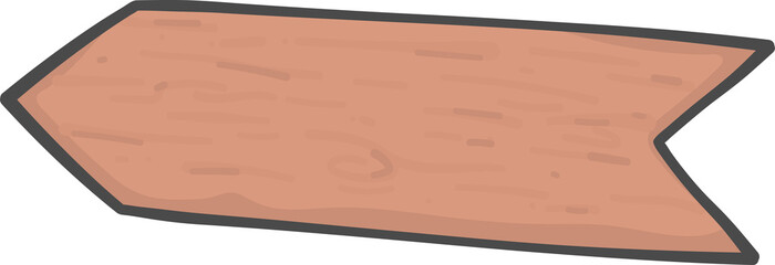 brown wooden sign board arrow shape simple doodle cartoon drawing