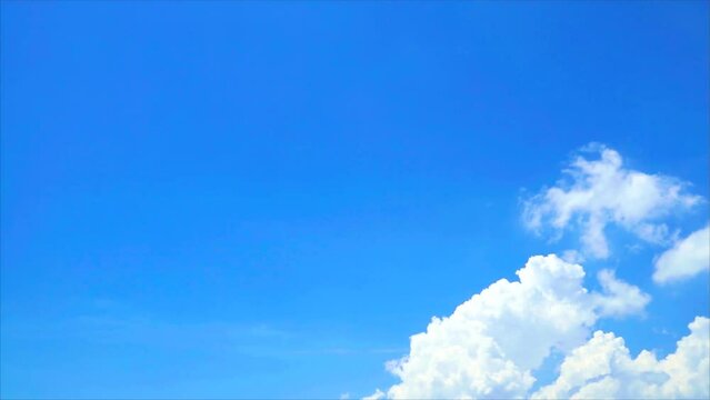 Beautiful clear blue sky and little white cloud rollong in the rainy season time lapse. Clear cloudscape