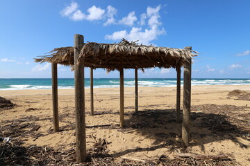 Canopy in the city park to protect from the scorching sun.