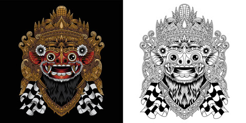 Vector illustration of barong bali mask